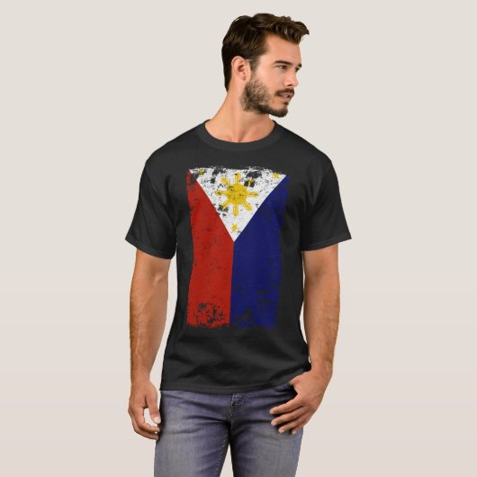 T-shirt Drapeau de Philippines affligé par cru philippin (Devant entier)