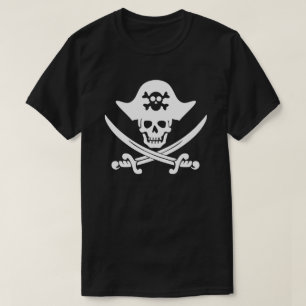 T-shirt Drapeau de pirate crâne noir et blanc