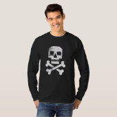 T-shirt Drapeau de pirate rétro 8 bits Distresse (Devant entier)