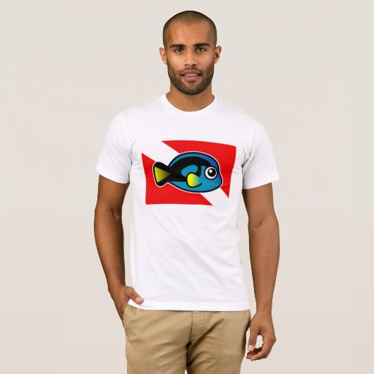 T-shirt Drapeau de plongée bleu Tang (Devant entier)