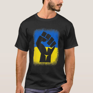 T-shirt Drapeau De Poing Bleu Je Me Tiens Avec Ukraine Sol