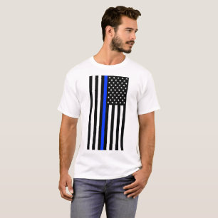 T-shirt Drapeau de police de la ligne bleue mince