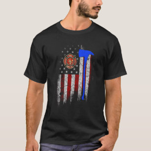 T-shirt Drapeau de pompier américain Ax T Chemise Patrioti
