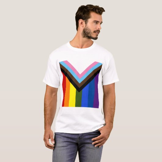 T-shirt Drapeau de progrès de fierté (Devant entier)