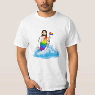 T-shirt Drapeau de progrès Jésus arc-en-ciel