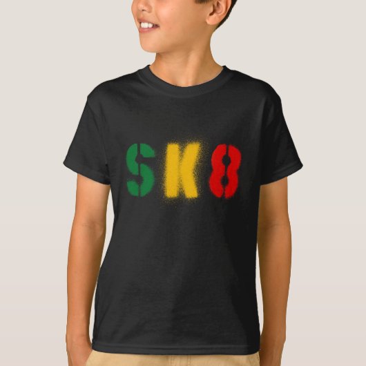 T-shirt drapeau de rasta de l'estencil sk8 (Devant)