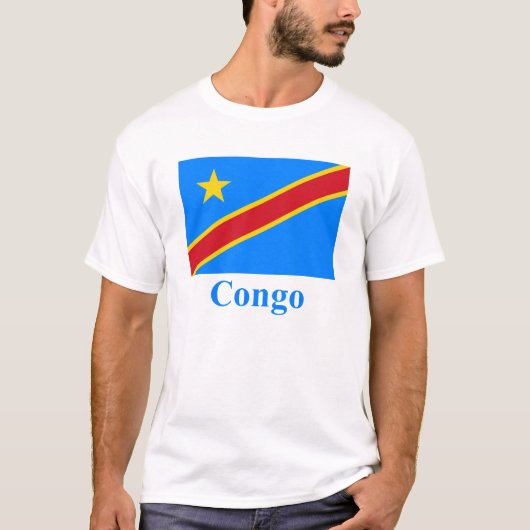 T-shirt Drapeau de République Democratic du Congo avec le (Devant)