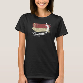 T-shirt Drapeau de Singapour Filles Volley-ball Femmes