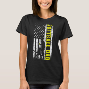 T-shirt Drapeau de softball papa Usa Drapeau de softball p