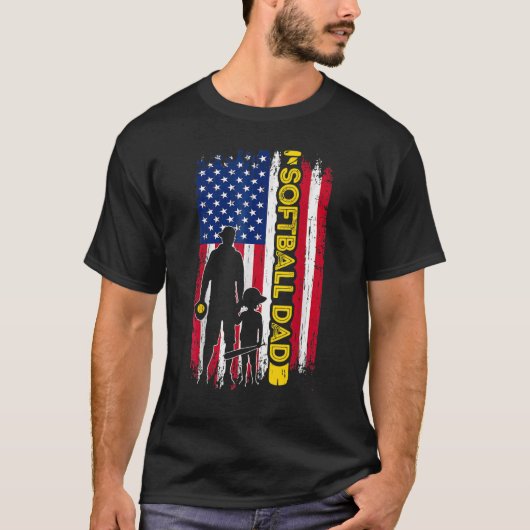 T-shirt Drapeau de softball papa Usa Drapeau de softball p (Devant)