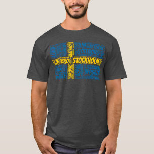 T-shirt Drapeau de Suède avec noms de villes Word boy