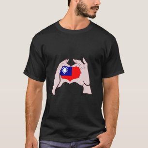 T-shirt drapeau de Taïwan signe de la main cœur drapeau ta