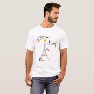T-shirt Drapeau de Tour Eiffel de la France Joyeux Noel