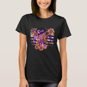 T-shirt Drapeau de tournesol noir femme violette Lupus Awa