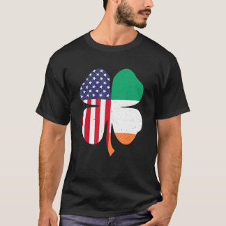 T-shirt Drapeau de trèfle irlandais américain Saint Patric