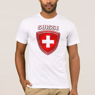 T-shirt Drapeau d'emblème de bouclier de logo de Suisse d