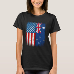 T-shirt Drapeau demi-américain australien vintage Usa Aus