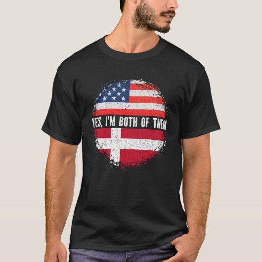 T-shirt Drapeau Demi-Américain Danois USA Danemark (Devant)