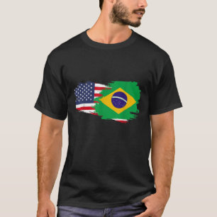 T-shirt Drapeau demi-américain demi-brésilienne fille USA 