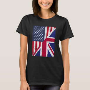 T-shirt Drapeau Demi-États-Unis Drapeau Demi-Grande-Bretag