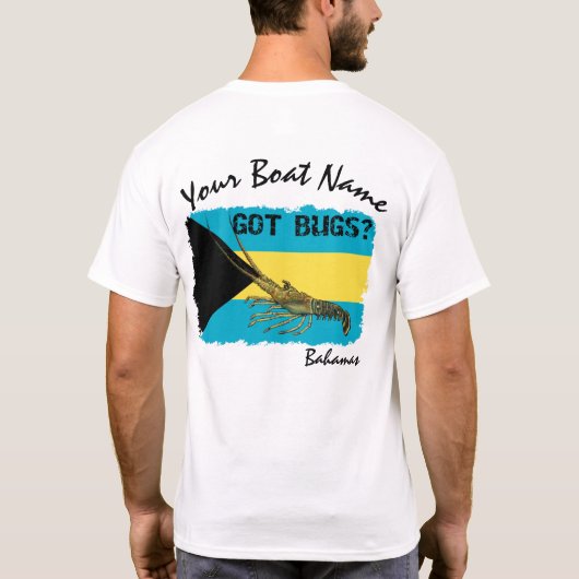 T-shirt Drapeau des Bahamas avec design de homard épineux (Dos)