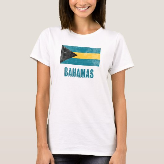T-shirt Drapeau des Bahamas "Grunge" look. (Devant)