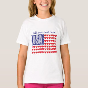 T-shirt Drapeau des Coeurs des États-Unis Personnalisé
