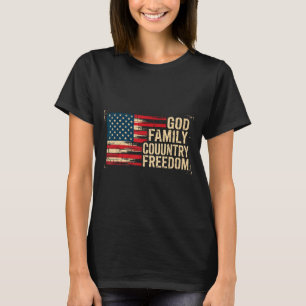 T-shirt Drapeau des États-Unis Dieu Famille Pays Liberté