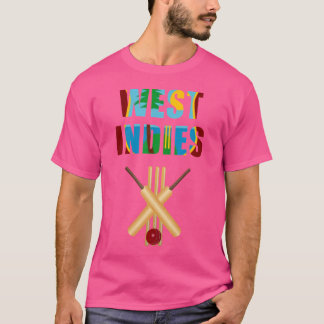 T-shirt Drapeau des Indes occidentales de cricket Batte Ba