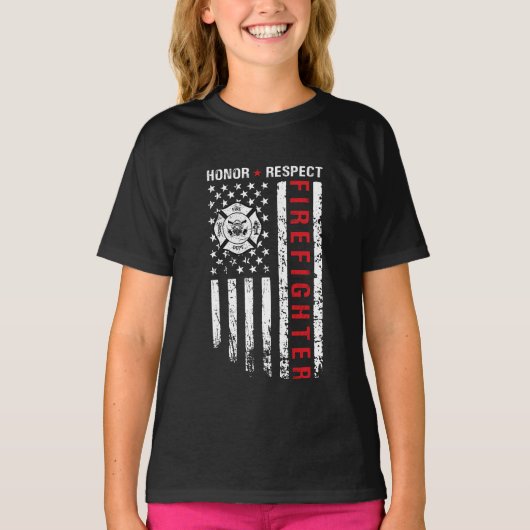 T-shirt Drapeau des pompiers Red Line Us (Devant)