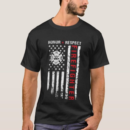 T-shirt Drapeau des pompiers Red Line Us (Devant)
