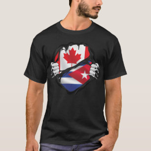 T-shirt Drapeau des racines cubains des mains canadiennes 