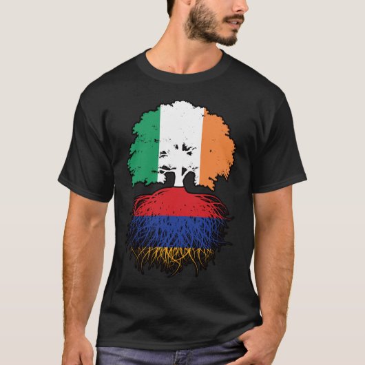 T-shirt Drapeau des racines d'arbres arméniennes irlandais (Devant)