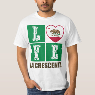 T-shirt Drapeau d'État de Californie Coeur La Crescenta