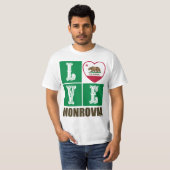 T-shirt Drapeau d'État de Californie Coeur Monrovia (Devant entier)