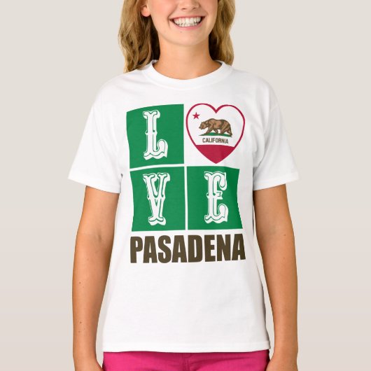 T-shirt Drapeau d'État de Californie Coeur Pasadena (Devant)