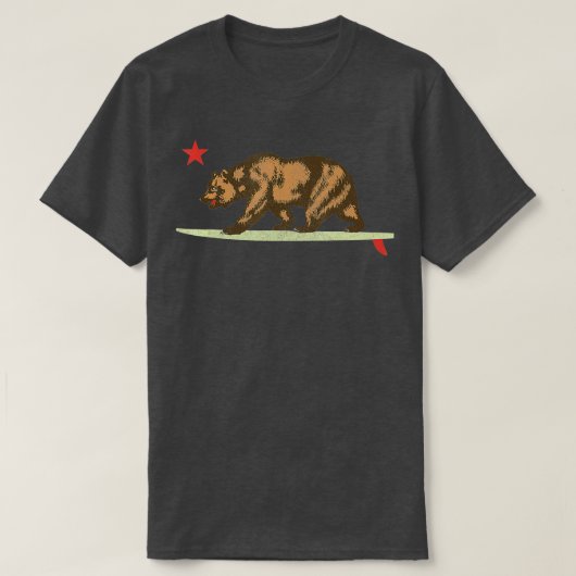 T-shirt Drapeau d'état de Californie Surfboard Bear (Design devant)