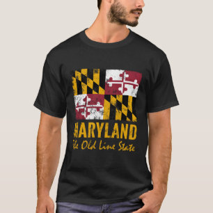 T-shirt Drapeau d'état de la vieille ligne du Maryland