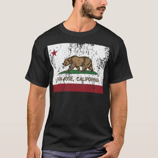 T-shirt drapeau d'état de San Jose la Californie (Devant)