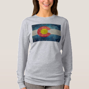 T-shirt Drapeau d'état du Colorado avec le rétro regard