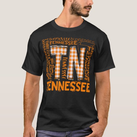 T-shirt Drapeau D'État Du Tennessee Orange Plaid Tn (Devant)