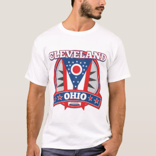 T-shirt Drapeau d'État patriotique bleu rouge de Cleveland