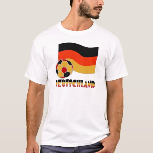 T-shirt Drapeau Deutschland et frontière gris balle de foo (Devant)