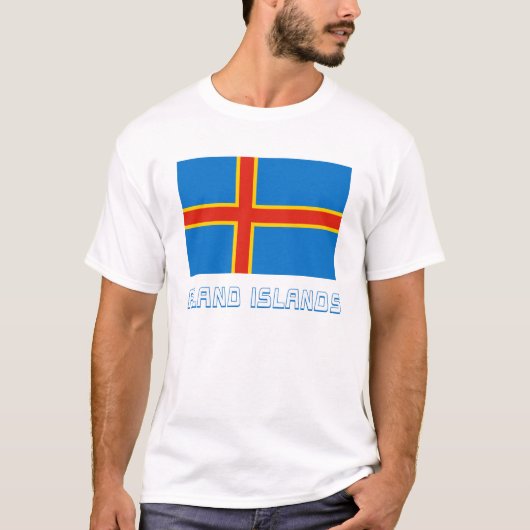 T-shirt Drapeau d'îles d'Aland avec le nom (Devant)