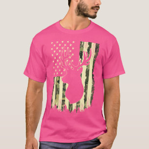 T-shirt Drapeau Drapeau Buck Elk Chasse Américaine