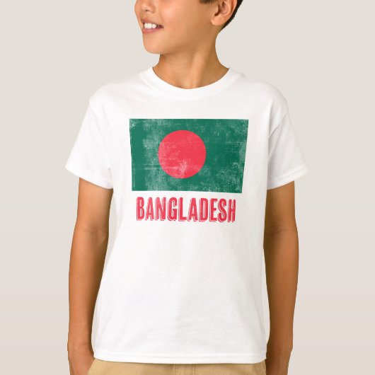 T-shirt Drapeau du Bangladesh "Grunge" look. (Devant)