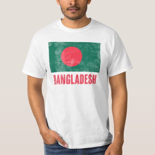 T-shirt Drapeau du Bangladesh "Grunge" look. (Devant)