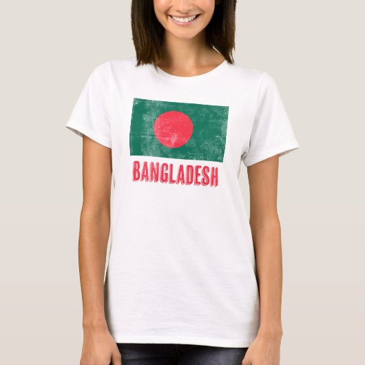 T-shirt Drapeau du Bangladesh "Grunge" look. (Devant)