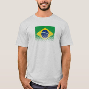T-shirt Drapeau Du Brésil Avec Effet Halftone