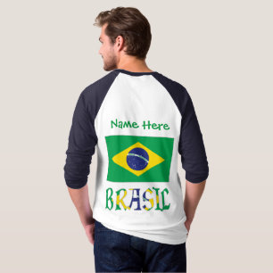 T-shirt Drapeau du Brésil et Brésil avec le Nom
